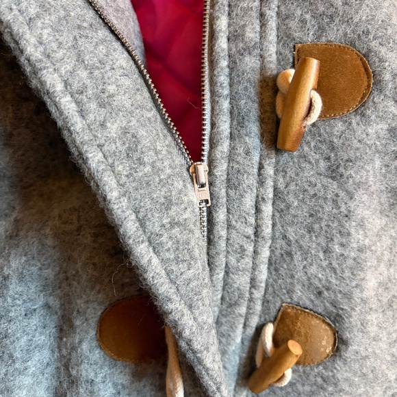 Mini Boden Girls Gray Wool Hooded Duffle Coat Toggles Pink Accents | Size 11-12Y - Picture 3 of 16